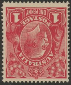 1914 Australia SG.21cw 1d carmine-red inverted wmk. mounted mint.