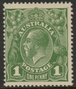 1918 Australia SG.83 1d sage-green. no watermark. mounted mint.