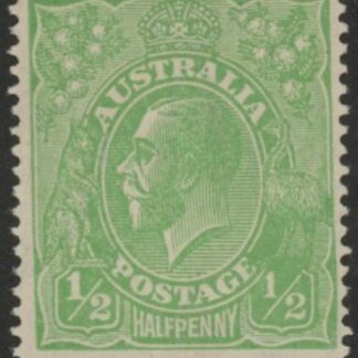 1918  Australia  SG.48a ½d green variety 'thin 1 in fraction on right. mounted mint