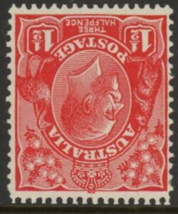 1927 Australia SG.96w 1½d. scarlet. inverted wmk. U/M (MNH).