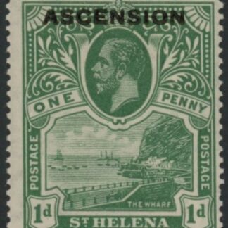 1922 Ascension KGV  SG.2  1d  green. stamp of  St Helena overprinted 'Ascension' . M/M