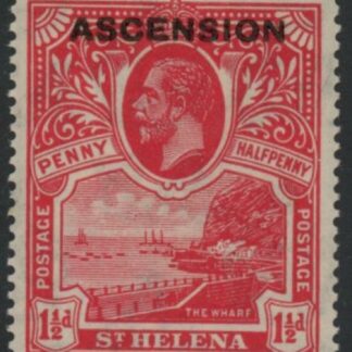1922 Ascension KGV SG.3 1½d rose scarlet. Stamp overprinted 'Ascension'  M/M