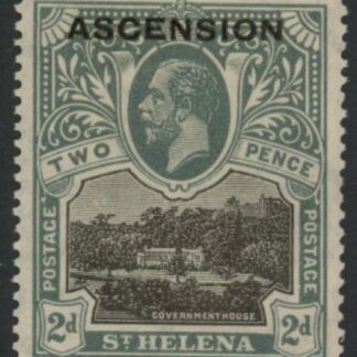 1922 Ascension KGV SG.4 2d black & grey. Stamp overprinted 'Ascension'  M/M