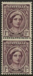 1944 Australia SG.203a 1d brown-purple. coil pair U/M (MNH)