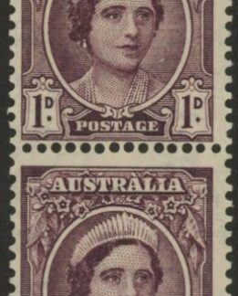 1944  Australia  SG.203a  1d brown-purple. coil pair   U/M  (MNH)