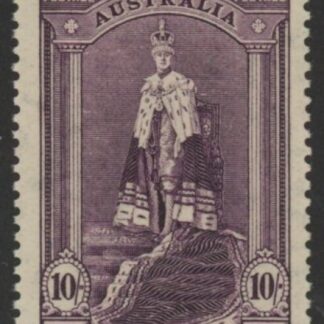 1948  Australia  SG.177a  10/- dull purple  'thin ordinary paper' . U/M  (MNH)