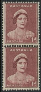 1942 Australia SG.181a 1d maroon. coil pair. U/M (MNH)