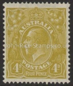 1933  Australia  SG.129 4d yellow-olive. mounted mint.