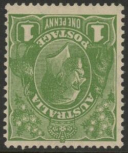 1931 Australia SG.125w 1d green. inverted watermark. mounted mint.