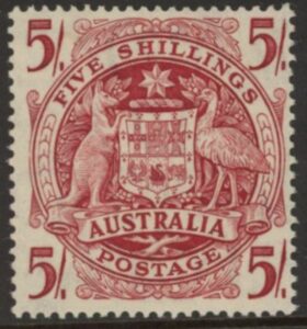1949 Australia SG.224a 5/- claret U/M (MNH)