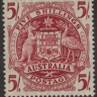 1951 Australia  SG.224ab   5/-  claret - 'thin paper'  U/M (MNH)