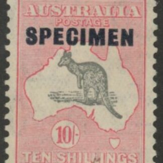 1929 Australia  SG.112s   10/-  grey & pink overprinted 'SPECIMEN'   mounted mint.