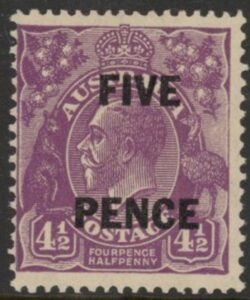 1930 Australia SG.120 5d on 4½d violet. mounted mint.