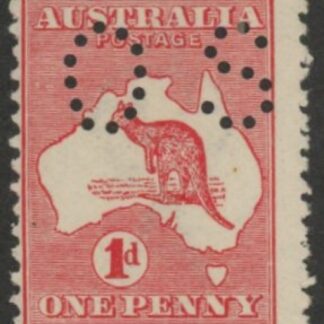 1914 Australia  SG.O17e  1d red die IIA 'OS' perfin. mounted mint.