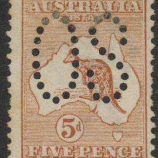 1913 Australia  SG.O7  5d chestnut  'OS' perfin. mounted mint.