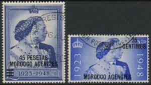 Morocco Agencies - 'Spanish' SG.176-7 1948 Silver Wedding very fine used.