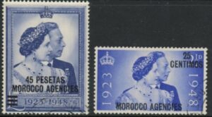 Morocco Agencies - 'Spanish' SG.176-7 1948 Silver Wedding very fine used.