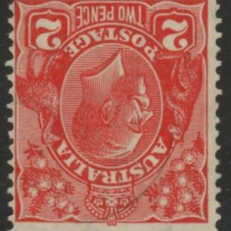 1931  Australia  SG.127w  2d golden scarlet. inv. wmk. mounted mint.