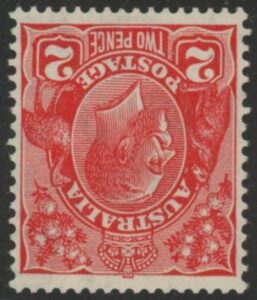 1931 Australia SG.127w 2d golden scarlet. inv. wmk. lightly mounted mint.