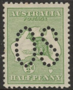 1913 Australia SG.O1 ½d green perfin OS mounted mint.