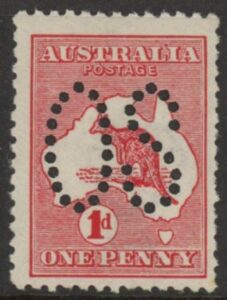 1913 Australia SG.O2d 1d red DieII perfin OS mounted mint.