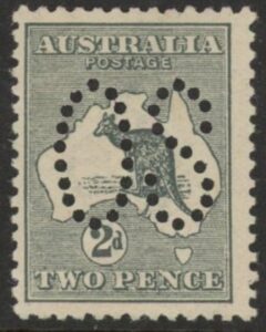1913 Australia SG.O3 2d grey Die I perfin OS mounted mint.