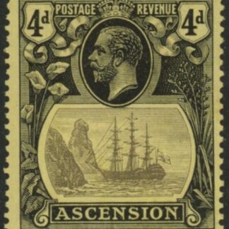 1924 Ascension KGV SG15b 4d grey-black & black/yellow  'torn flag'  lightly mounted mint.