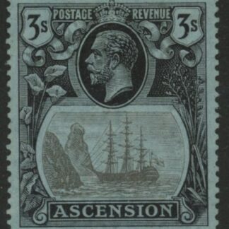 1924 Ascension KGV SG20b 3/- grey-black & black/blue  'torn flag'  mounted mint.