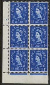 S24 1d crowns wmk. violet phos Cyld. 4 dot perf P/E U/M (MNH)