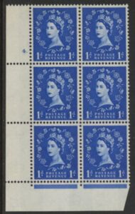 S24 1d crowns wmk. violet phos  Cyld. 4 dot perf P/E U/M (MNH)