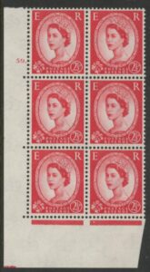 S57 2½d Type II crowns wmk. . Cyld. 59 dot perf E/I U/M (MNH)