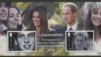 2010 Isle of Man. MS.1631 Engagement - Prince William & Catherine Middleton.  Face value £3.00  U/M (MNH)