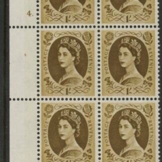 S140  1/-  crowns wmk. violet phos.Cyld. 4 dot perf P/E   U/M (MNH).