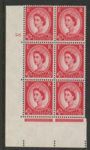 S57 2½d TII crowns wmk. Cyld. 56 no dot. perf E/I U/M (MNH)
