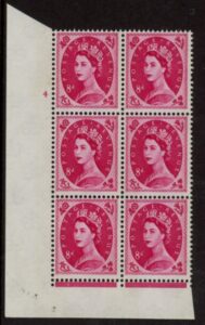 S123a 8d crowns wmk violet phos. Cyld. 4 no dot 'Diadem Flaw' perf I/E U/M (MNH).