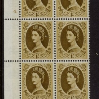 S140  1/-  crowns wmk. violet phos.Cyld. 4 dot perf P/E   U/M (MNH).