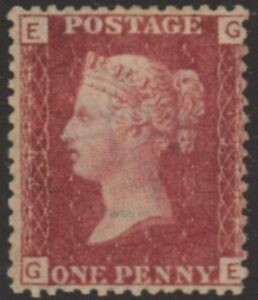 SG.43 1d rose red. corner letters 'GE' Plate 131 mint Original Gum