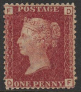 SG.43 1d rose red. corner letters 'DF' Plate 216 mint Original Gum