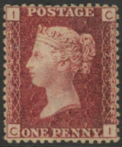 SG.43 1d rose red. corner letters 'CI' Plate 202 mint Original Gum