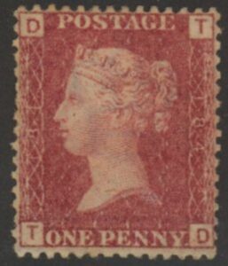 SG.43 1d rose red. corner letters 'TD' Plate 184 mint Original Gum