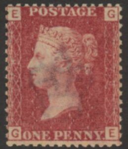 SG.43 1d rose red. corner letters 'GE' Plate 179 mint Original Gum