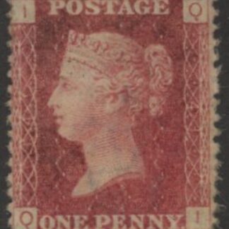 SG.43 1d rose red. corner letters 'QI' Plate 141  mint Original Gum