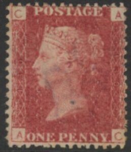 SG.43 1d rose red. corner letters 'AC' Plate 130 mint Original Gum