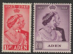 Aden - 1948 Royal Silver Wedding. SG.30-1 lightly mounted mint.