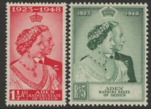 Aden/ Seiyen - 1948 Royal Silver Wedding. SG.14-5 mounted mint.