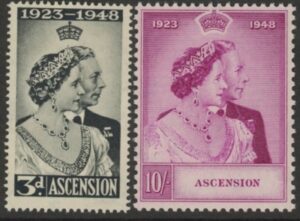 Ascension - 1948 Royal Silver Wedding. SG.50-1 very lightly mounted mint.