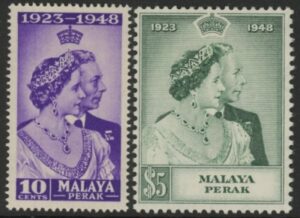 Malaya-Perak  - 1948 Royal Silver Wedding. SG.122-3   mounted mint. (cat. value £23.00)