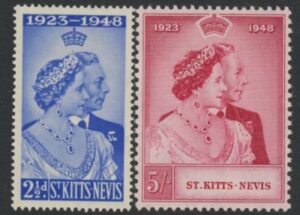 St. Kitts-Nevis 1948 Royal Silver Wedding. SG.144-5 mounted mint.