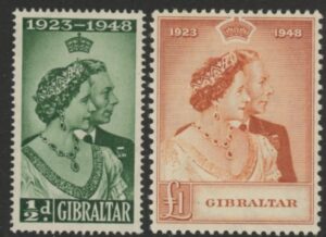 Gibraltar - 1948 Royal Silver Wedding SG.145-6 mounted mint