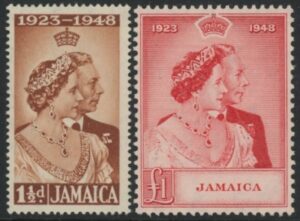 Jamaica - 1948 Royal Silver Wedding SG.143-4 mounted mint